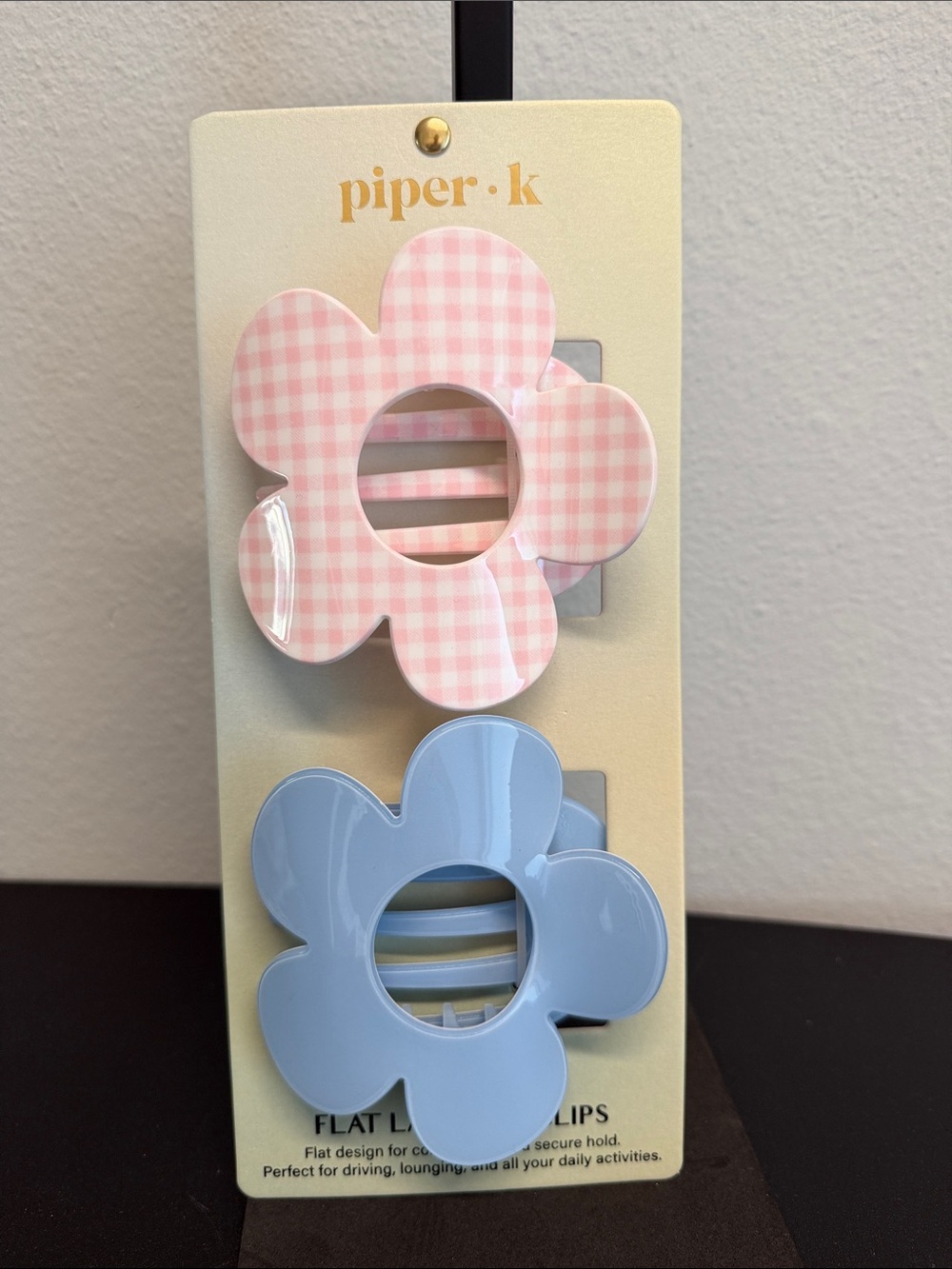 Piper K | Pastel Gingham Flower Lay Flat Hair Clips 🌸
